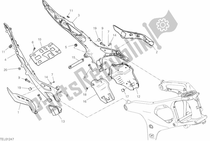 All parts for the Rear Frame Comp. Of the Ducati Superbike Panigale V4 R 998 2019